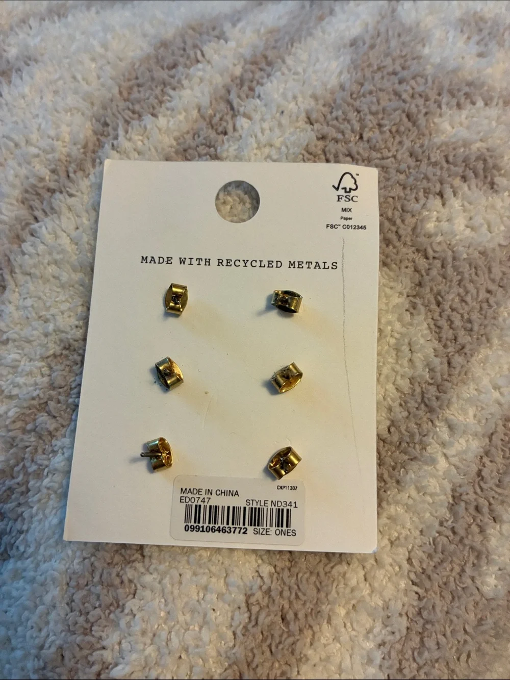 NWT Madewell Three-Pack Bar Stud Earring Set Gold Mix Match